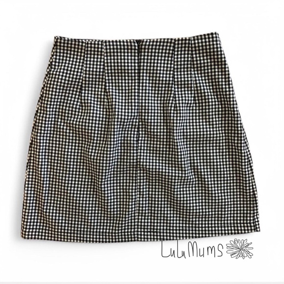 BRANDY🩷MELVILLE JOHN GALT Skirt with Kick Pleat Black White One Size XS-S - Picture 2 of 11